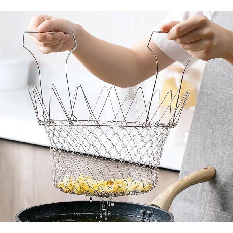 Multi-Function Stainless Steel Collapsible Frying Basket