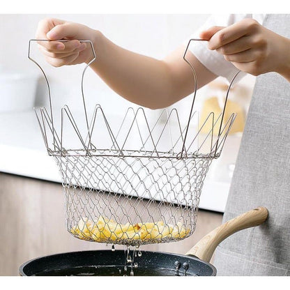 Multi-Function Stainless Steel Collapsible Frying Basket
