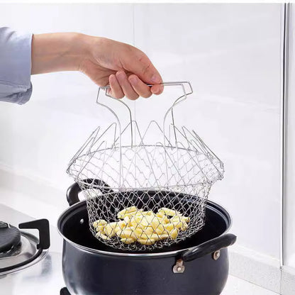 Multi-Function Stainless Steel Collapsible Frying Basket