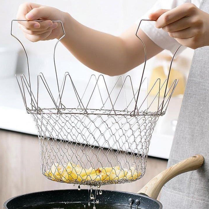 Multi-Function Stainless Steel Collapsible Frying Basket