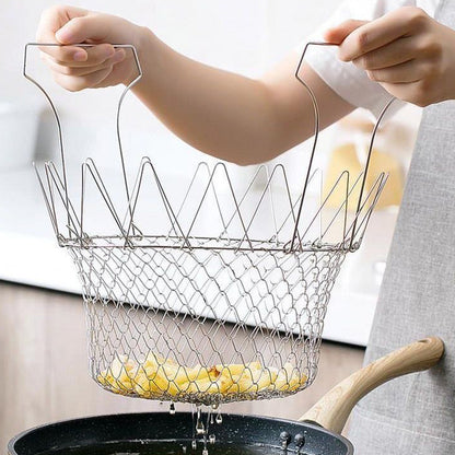 Multi-Function Stainless Steel Collapsible Frying Basket