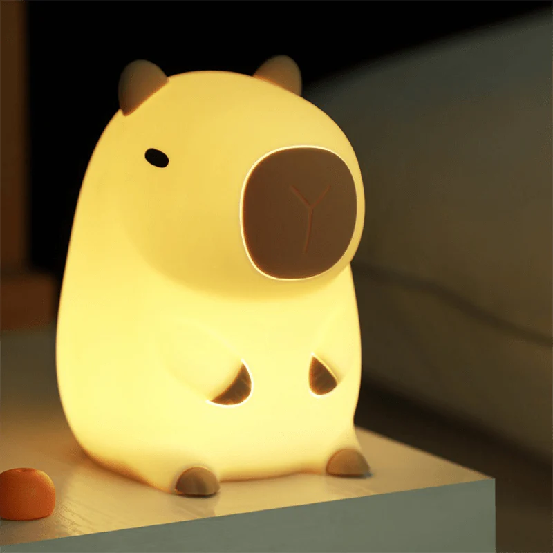 🎁Perfect Gift🎁Sleeping Capybara Breathing Panda Squishy Silicone Companion Sound LED Night Light