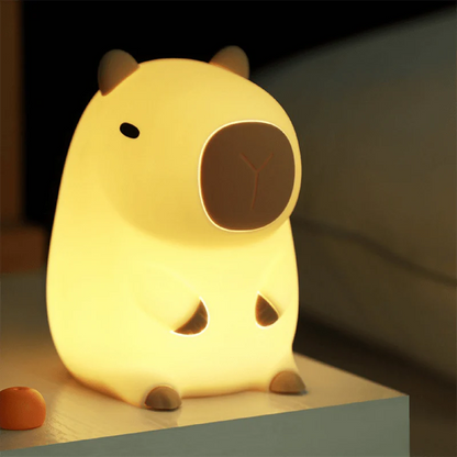 🎁Perfect Gift🎁Sleeping Capybara Breathing Panda Squishy Silicone Companion Sound LED Night Light