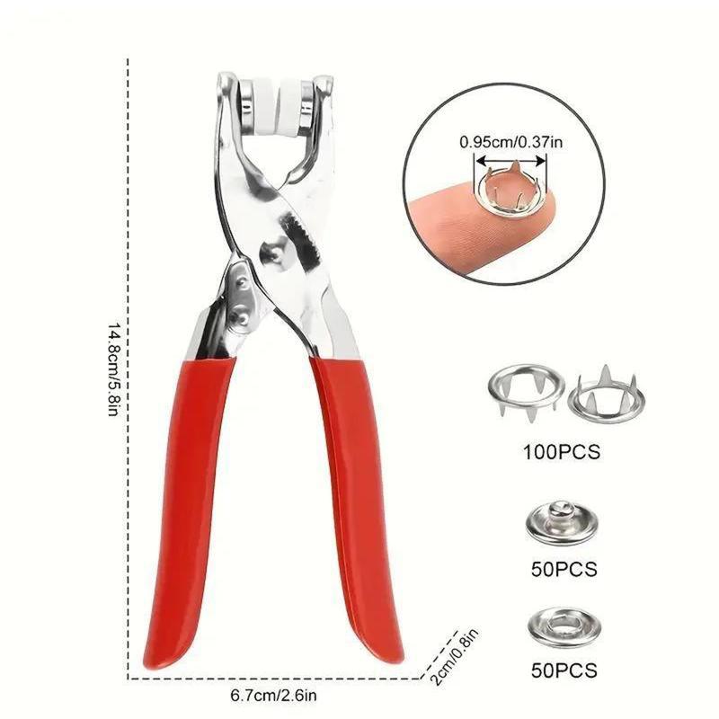 Manual Pressure Pliers Sewing Button Tool Kit for DIY Clothing & Hat