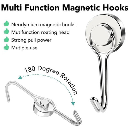 180° Swivel Swing Magnetic Hooks 40LBS – Strong Neodymium Hooks for Cruise Cabins, Kitchen, Fridge & Other Magnetic Surfaces!
