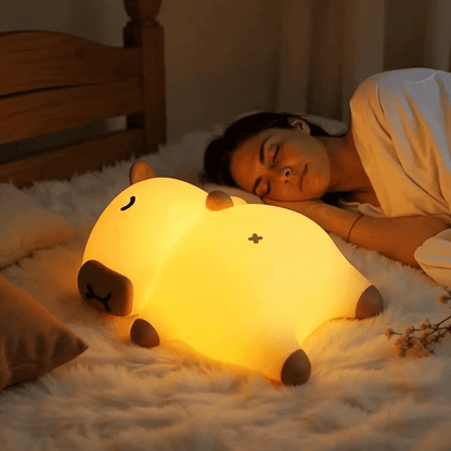 🎁Perfect Gift🎁Sleeping Capybara Breathing Panda Squishy Silicone Companion Sound LED Night Light