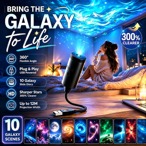🔥Plug-and-Play HD Galaxy & Ocean Projector Night Light🥳50,000+ Happy Users!