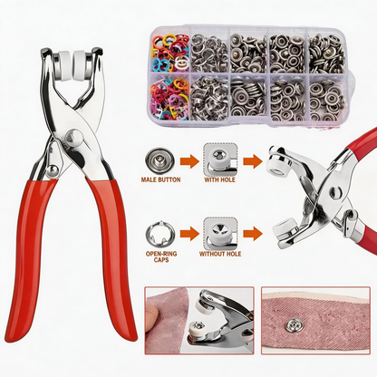 Manual Pressure Pliers Sewing Button Tool Kit for DIY Clothing & Hat